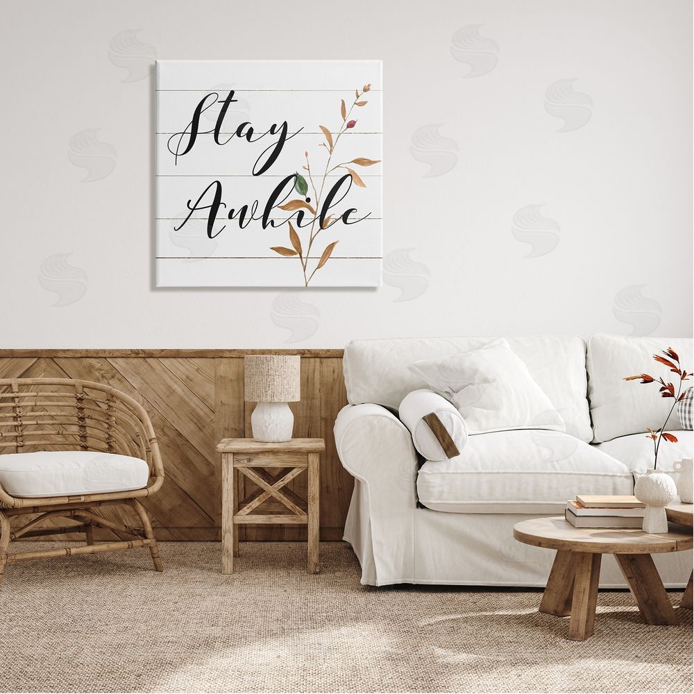 Carol Robinson Country Stay Awhile Canvas Wall Art in Room