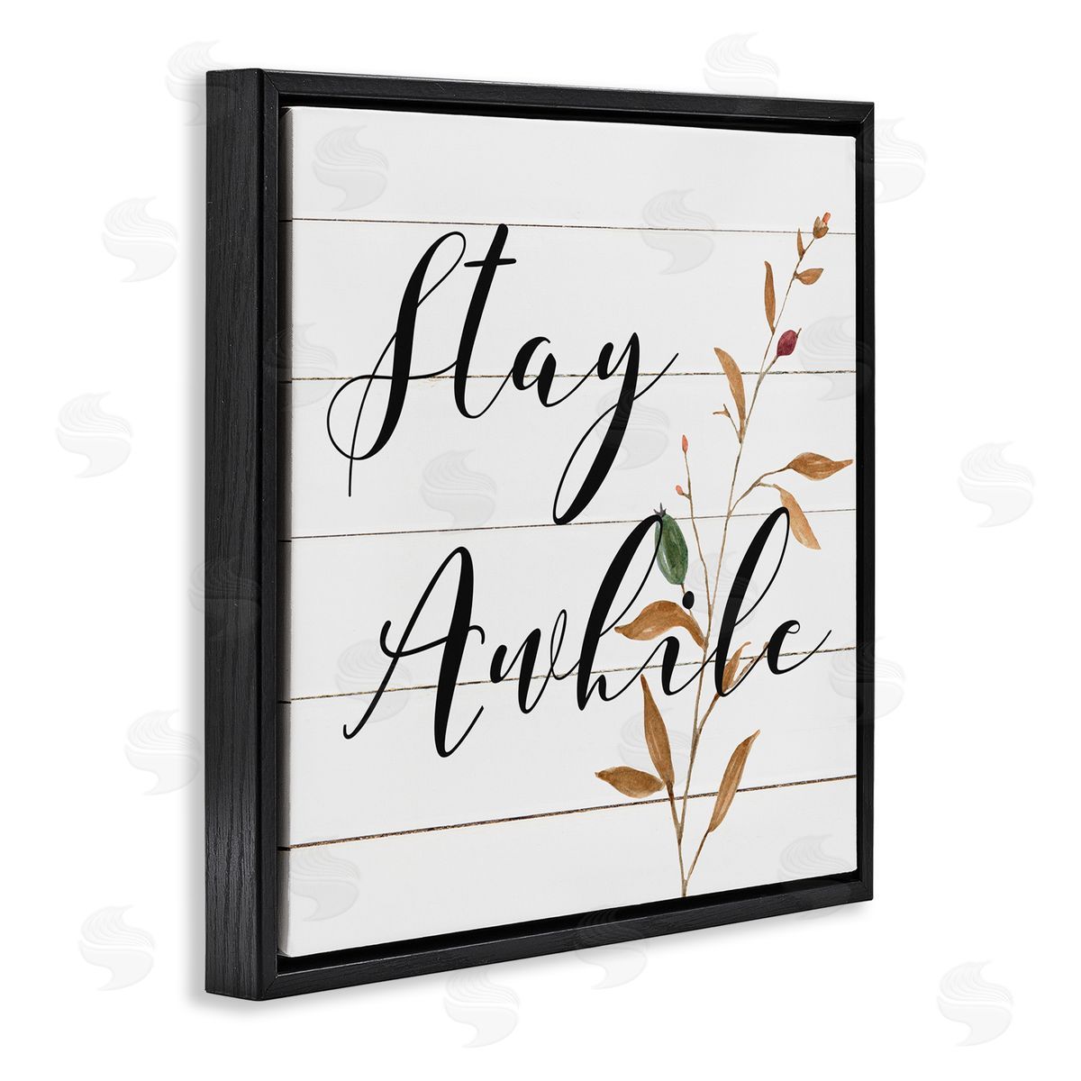 Carol Robinson Country Stay Awhile Black Floating Frame Canvas Wall Art Print