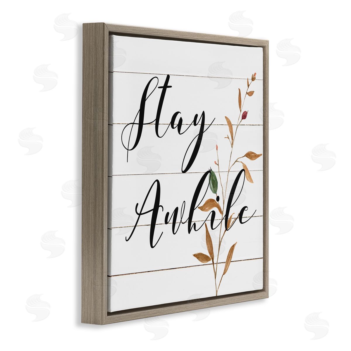 Carol Robinson Country Stay Awhile Brown Floating Frame Canvas Wall Art Print