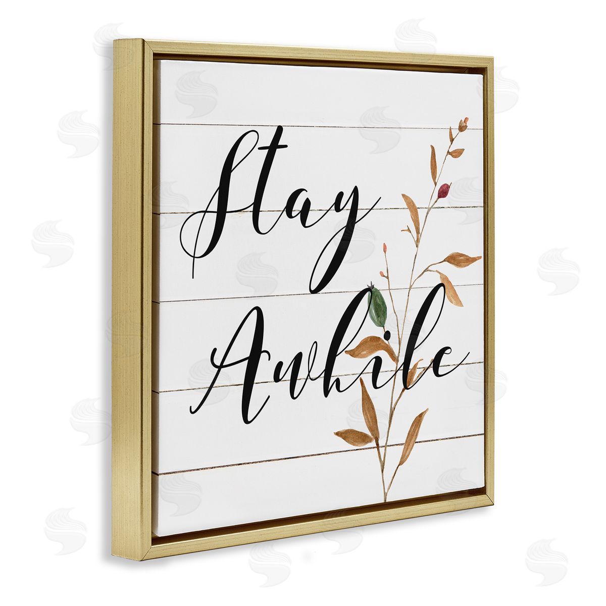 Carol Robinson Country Stay Awhile Gold Floating Frame Canvas Wall Art Print