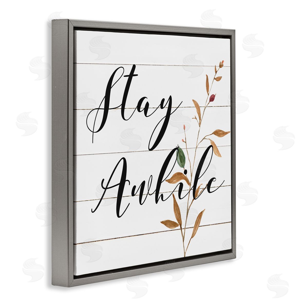 Carol Robinson Country Stay Awhile Gray Floating Frame Canvas Wall Art Print