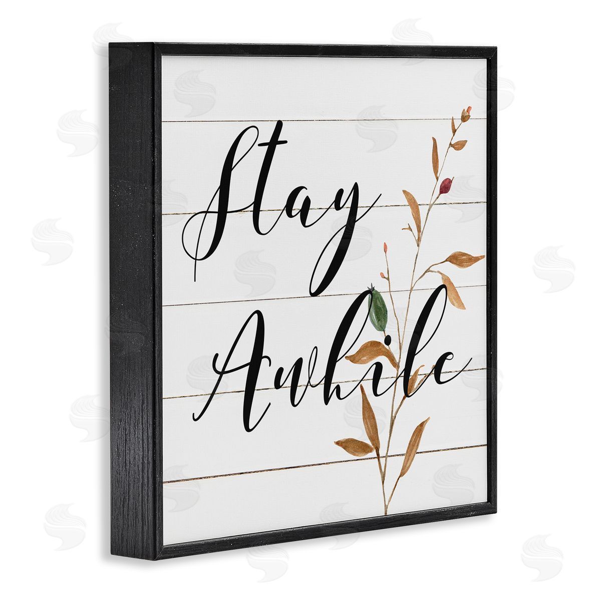 Carol Robinson Country Stay Awhile Black Framed Glicee Wall Art Print