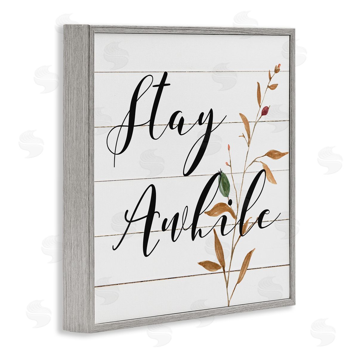 Carol Robinson Country Stay Awhile Gray Framed Glicee Wall Art Print