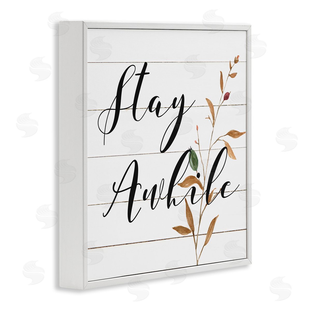 Carol Robinson Country Stay Awhile White Framed Glicee Wall Art Print