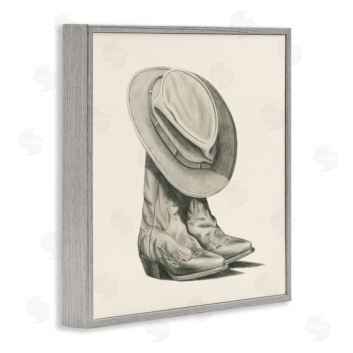 Grace Popp Rodeo Boots Drawing Gray Framed Glicee Wall Art Print