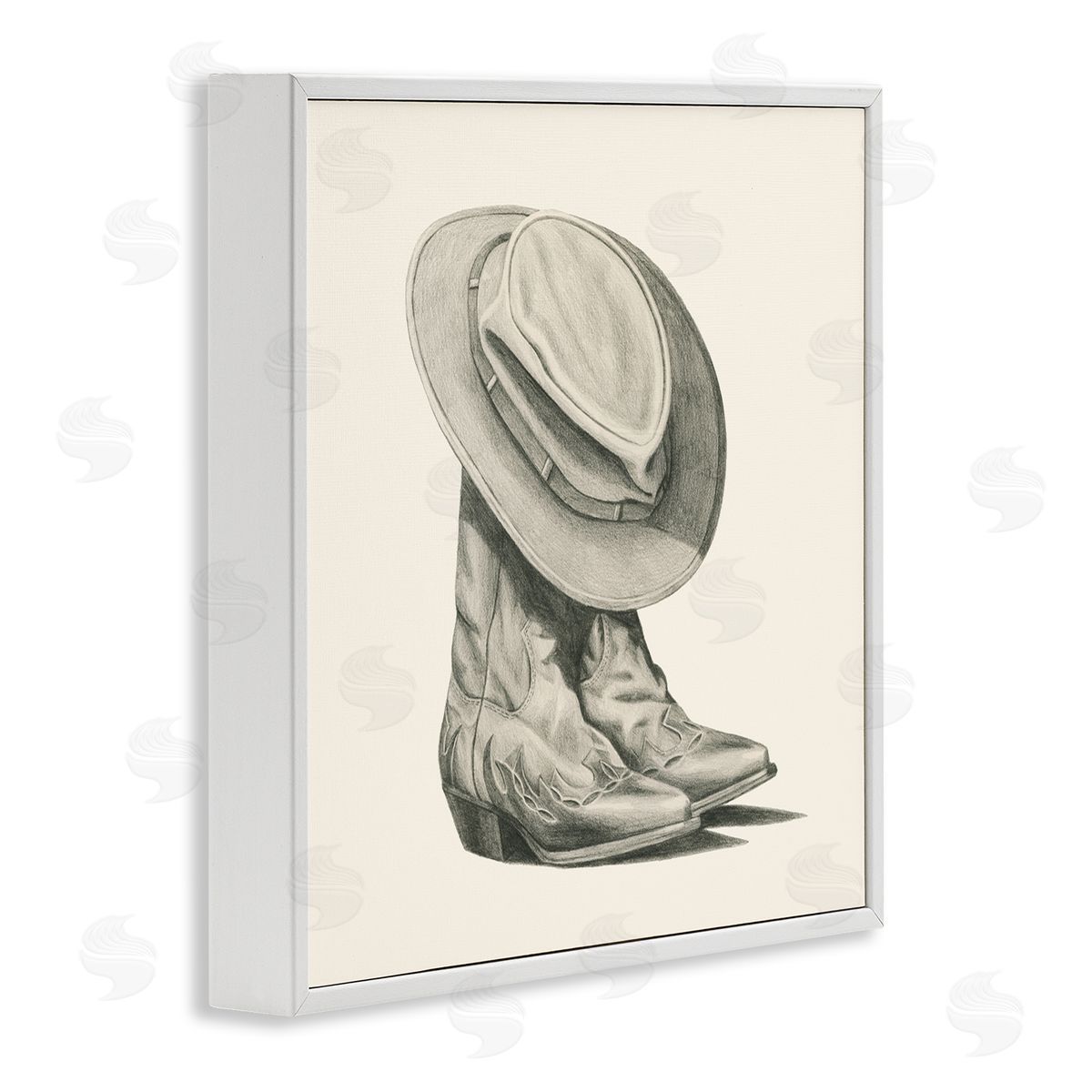 Grace Popp Rodeo Boots Drawing White Framed Glicee Wall Art Print