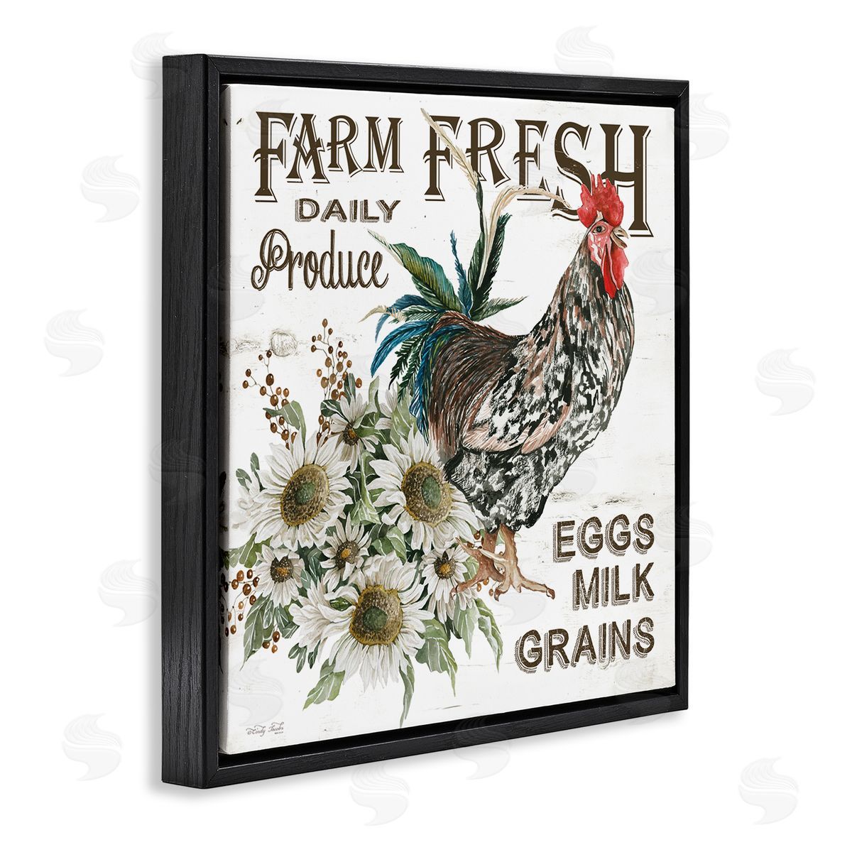 Cindy Jacobs Farm Fresh Country Hen Black Floating Frame Canvas Wall Art Print