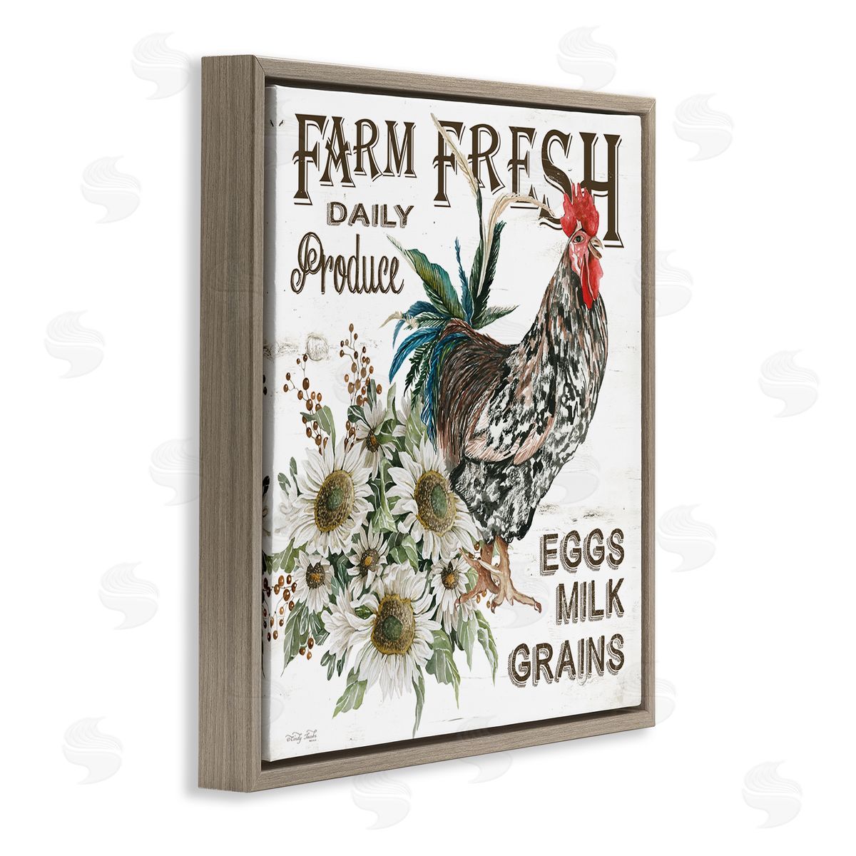 Cindy Jacobs Farm Fresh Country Hen Brown Floating Frame Canvas Wall Art Print