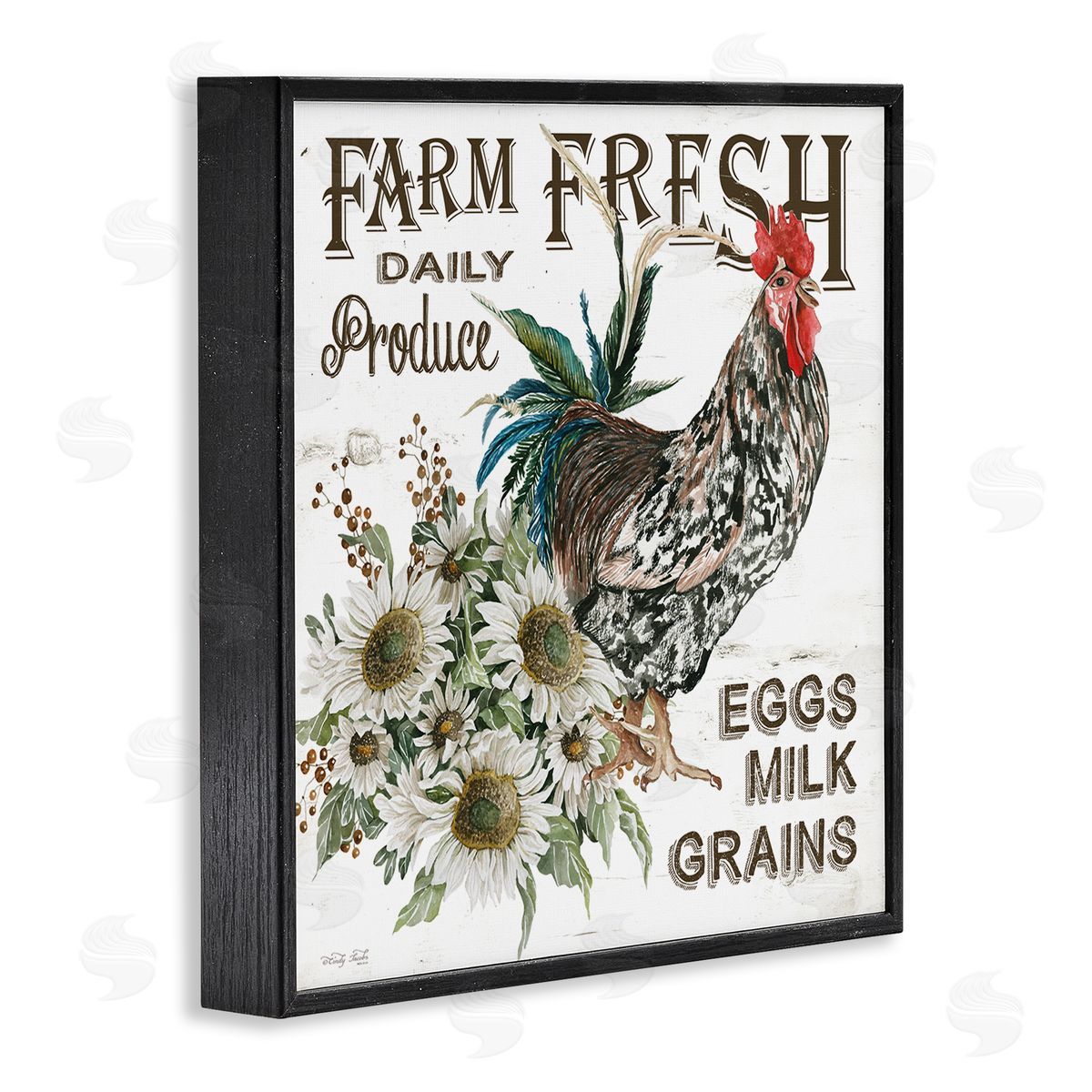 Cindy Jacobs Farm Fresh Country Hen Black Framed Glicee Wall Art Print