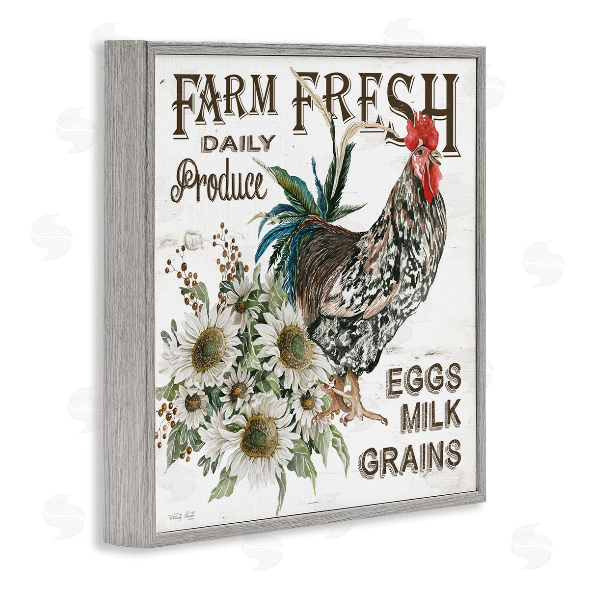 Cindy Jacobs Farm Fresh Country Hen Gray Framed Glicee Wall Art Print
