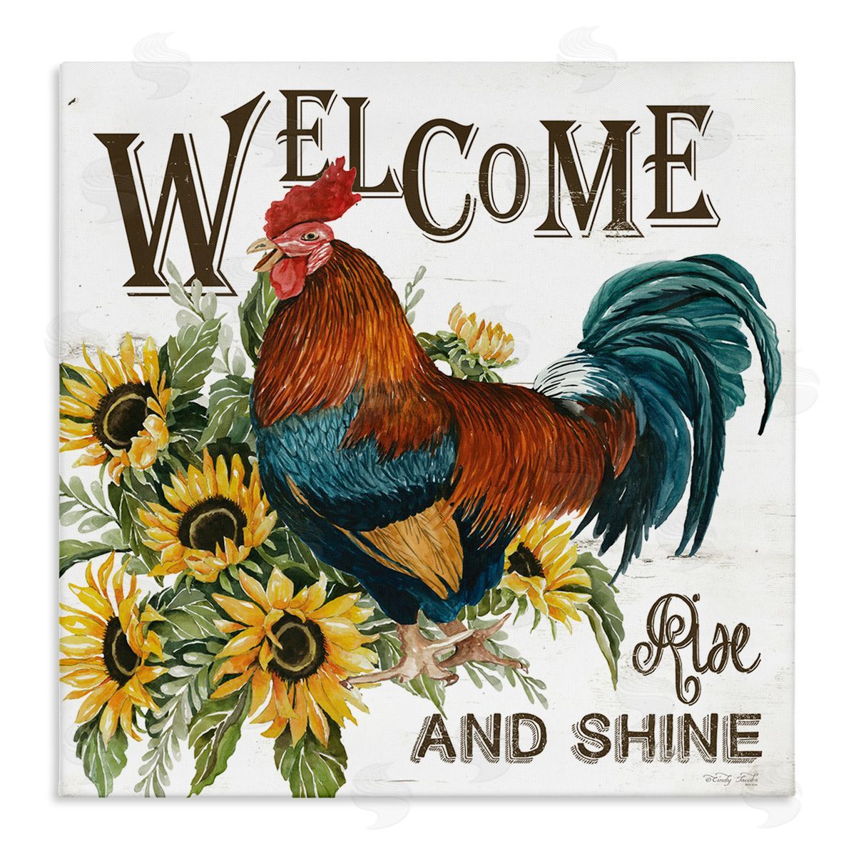 Cindy Jacobs Rise & Shine Rooster Stretched Canvas Wall Art Print
