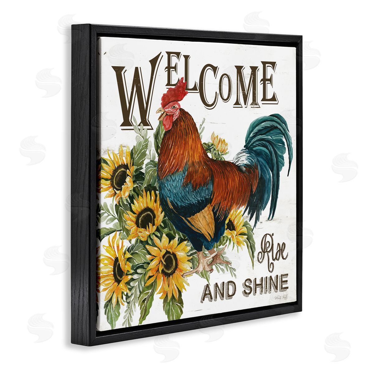 Cindy Jacobs Rise & Shine Rooster Black Floating Frame Canvas Wall Art Print