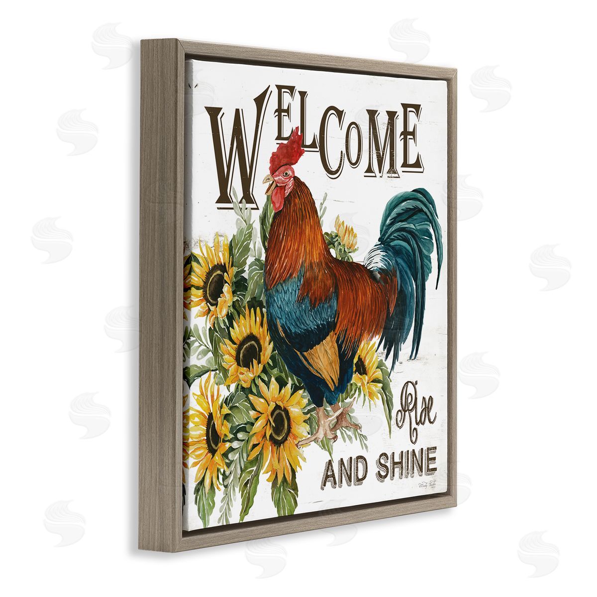 Cindy Jacobs Rise & Shine Rooster Brown Floating Frame Canvas Wall Art Print