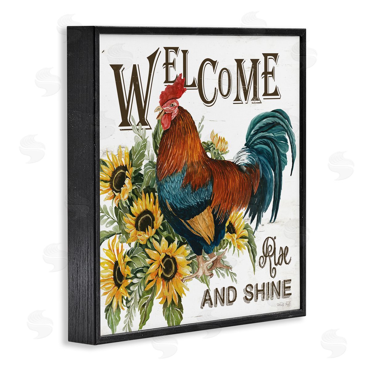 Cindy Jacobs Rise & Shine Rooster Black Framed Glicee Wall Art Print
