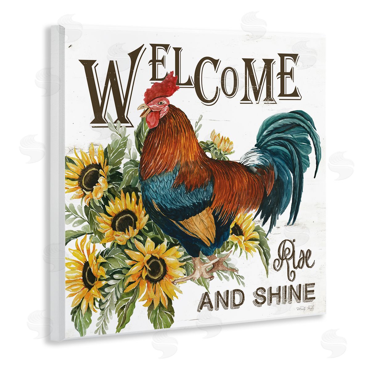 Cindy Jacobs Rise & Shine Rooster Wooden Wall Plaque Art Print