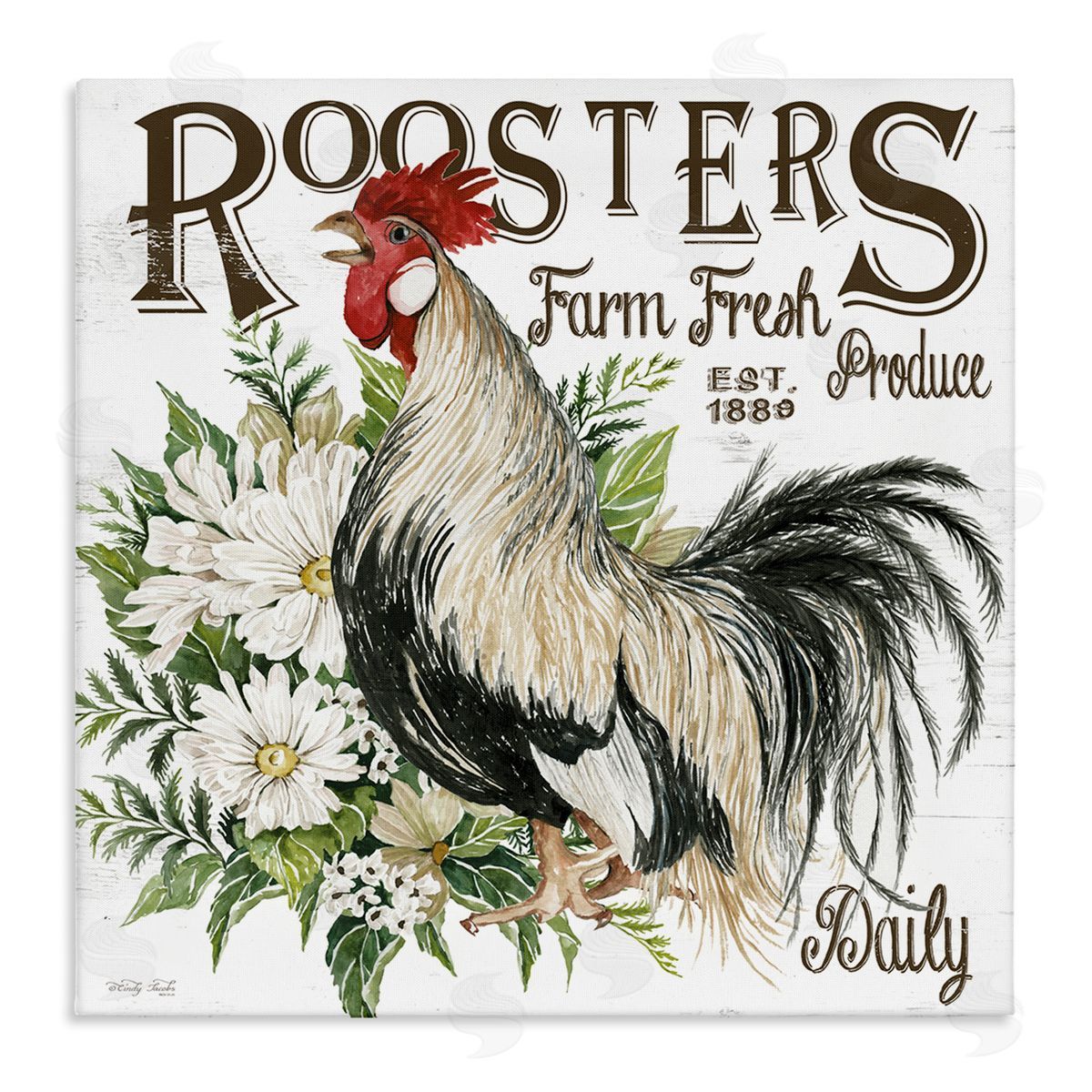 Cindy Jacobs Farm Fresh Produce Phrase Stretched Canvas Wall Art Print