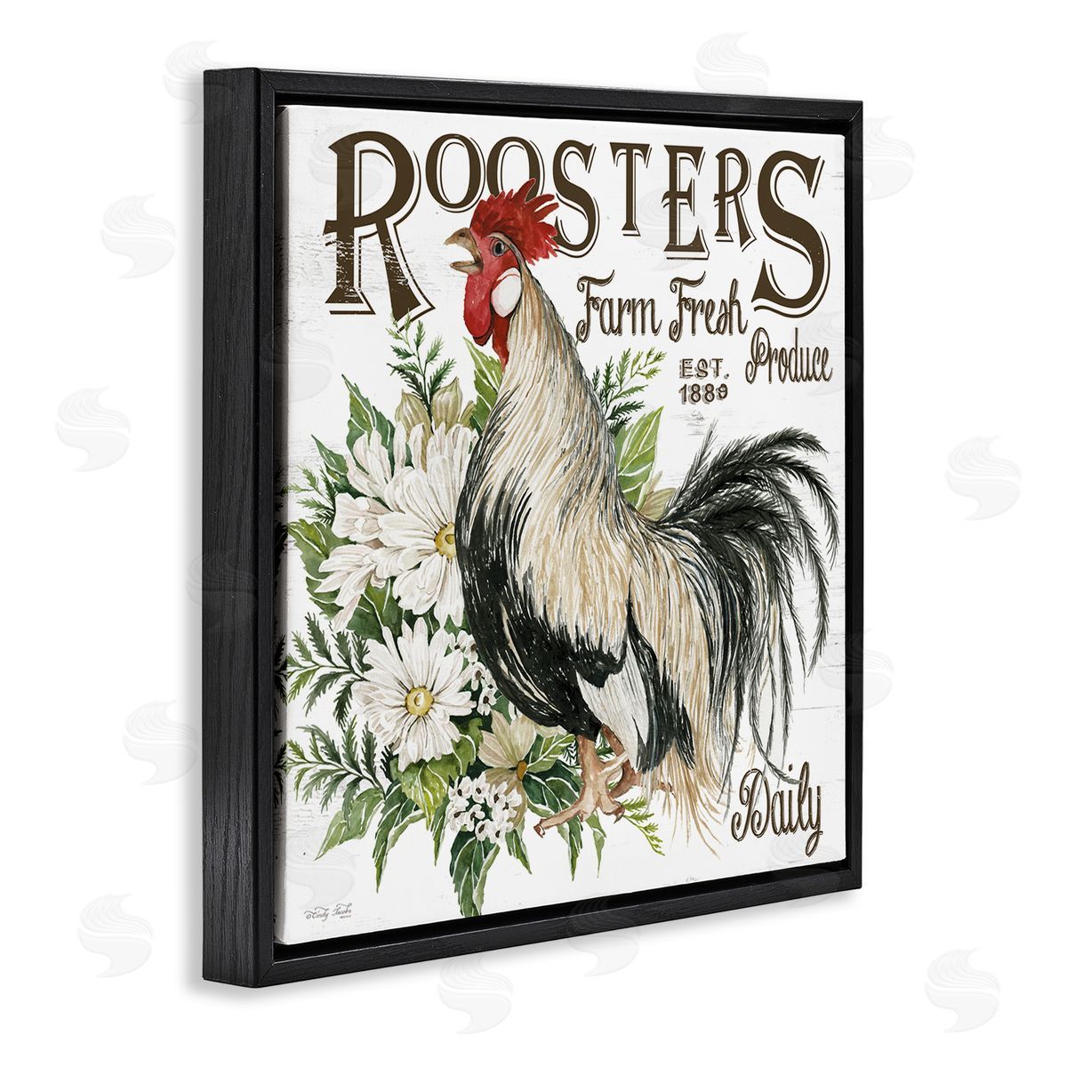 Cindy Jacobs Farm Fresh Produce Phrase Black Floating Frame Canvas Wall Art Print