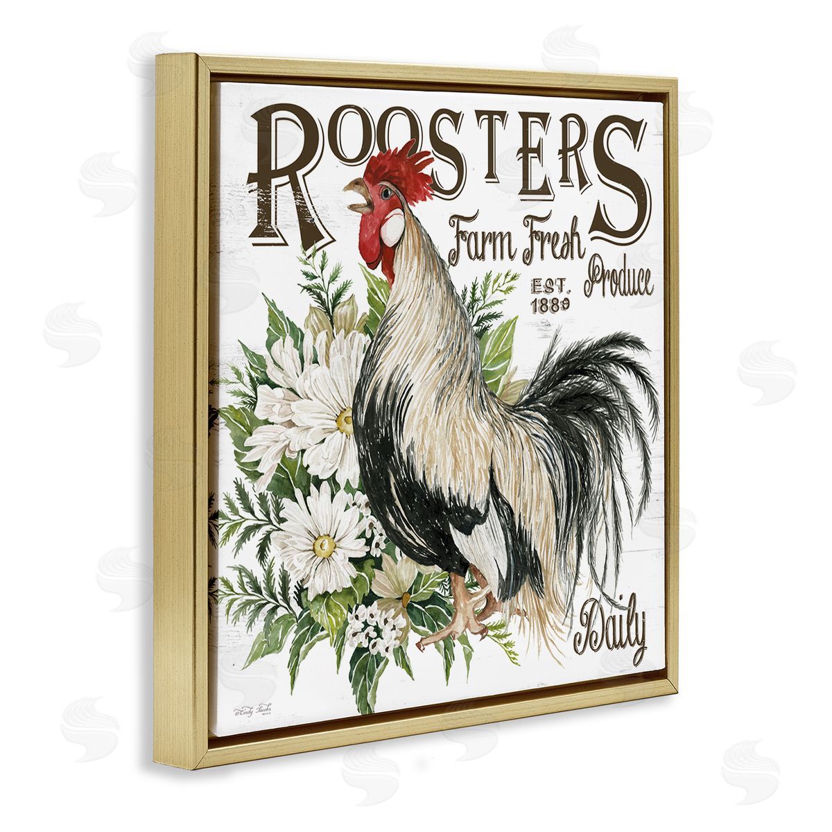 Cindy Jacobs Farm Fresh Produce Phrase Gold Floating Frame Canvas Wall Art Print
