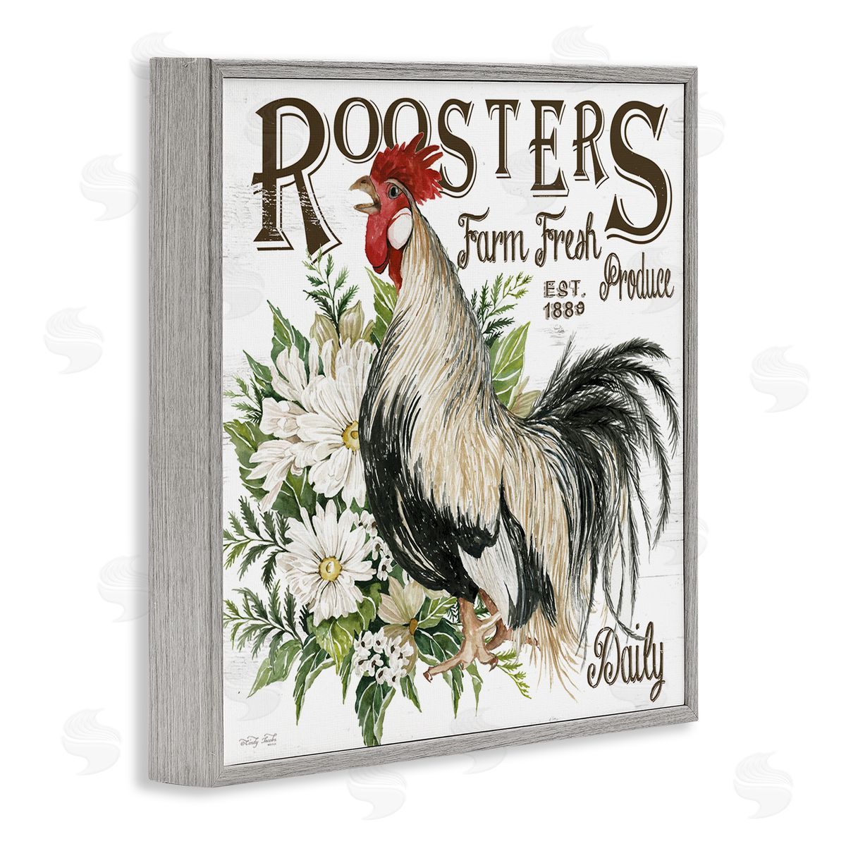 Cindy Jacobs Farm Fresh Produce Phrase Gray Framed Glicee Wall Art Print