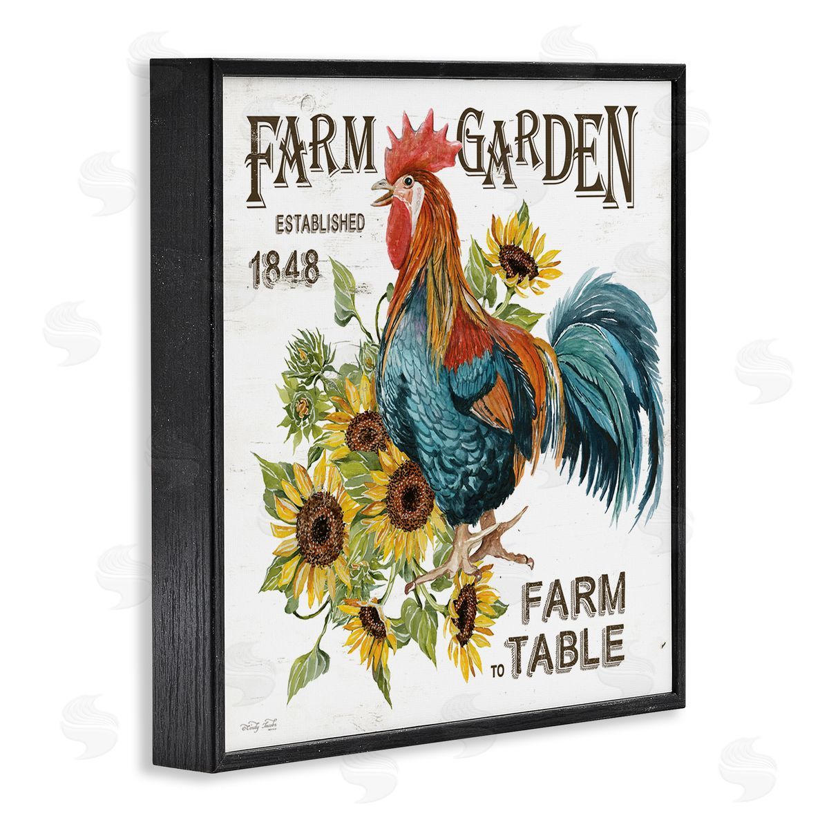 Cindy Jacobs Farm to Table Rooster Black Framed Glicee Wall Art Print