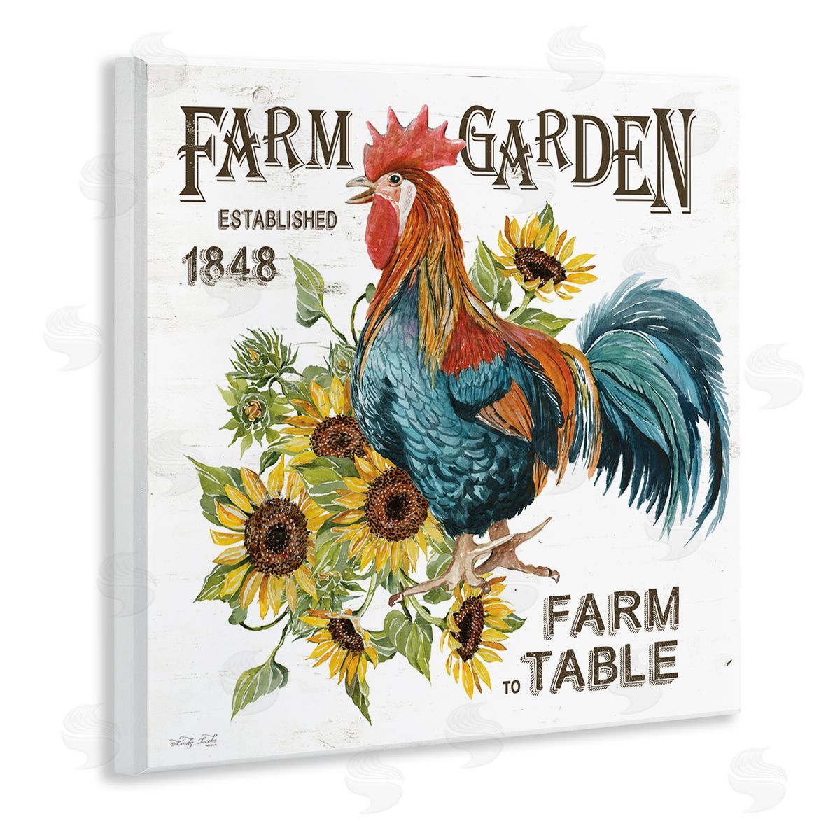 Cindy Jacobs Farm to Table Rooster Wooden Wall Plaque Art Print