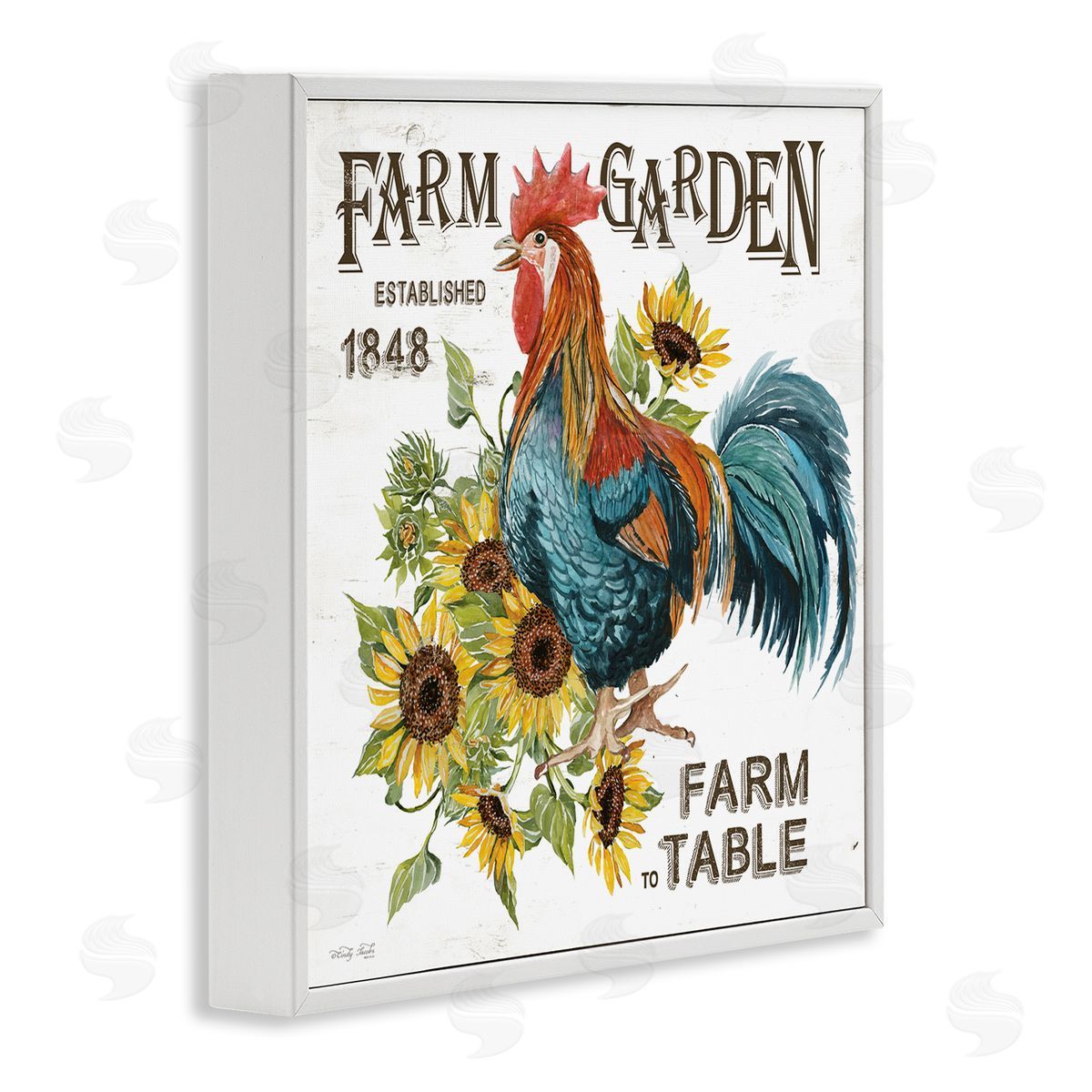 Cindy Jacobs Farm to Table Rooster White Framed Glicee Wall Art Print