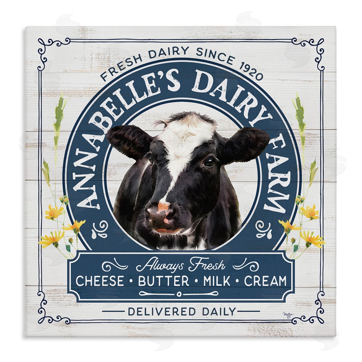 Mollie B. Rustic Dairy Farm Ad Stretched Canvas Wall Art Print