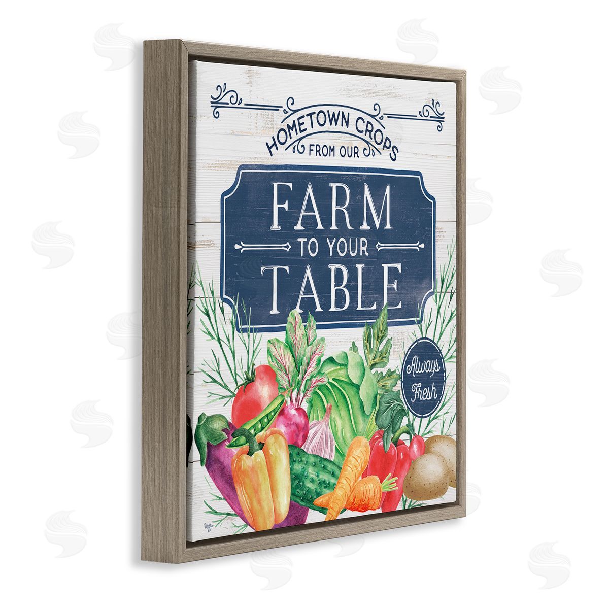 Mollie B. Farm To Table Crops Brown Floating Frame Canvas Wall Art Print