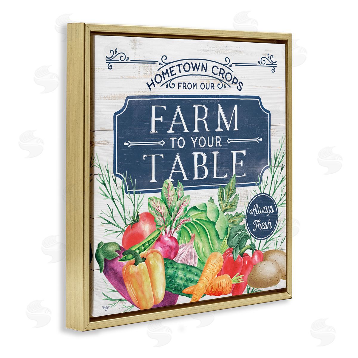Mollie B. Farm To Table Crops Gold Floating Frame Canvas Wall Art Print