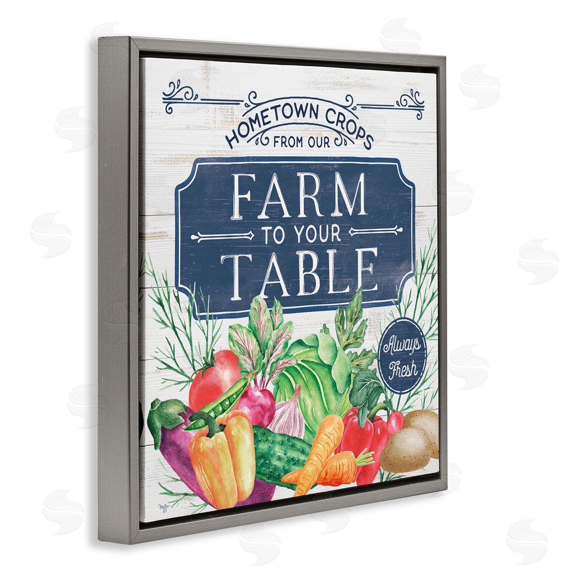 Mollie B. Farm To Table Crops Gray Floating Frame Canvas Wall Art Print