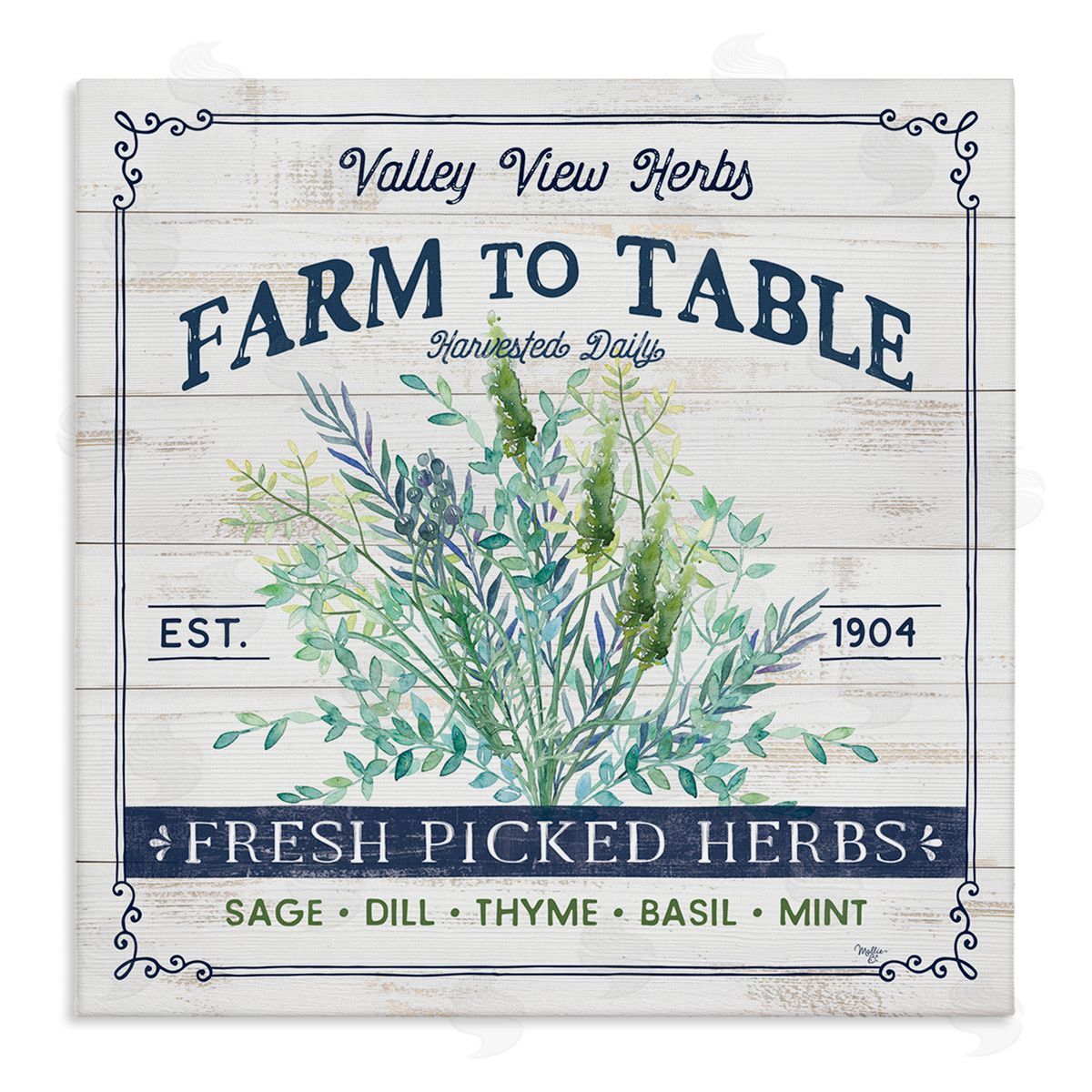 Mollie B. Fresh Picked Herbs Phrase Stretched Canvas Wall Art Print