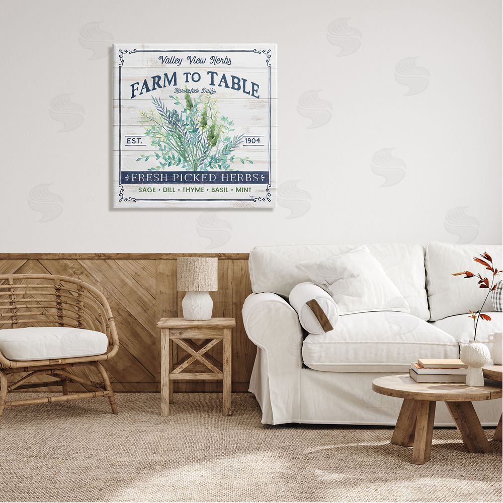 Mollie B. Fresh Picked Herbs Phrase Canvas Wall Art in Room