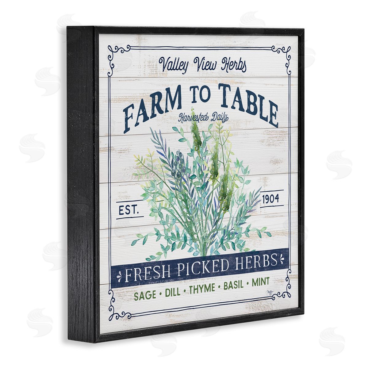 Mollie B. Fresh Picked Herbs Phrase Black Framed Glicee Wall Art Print