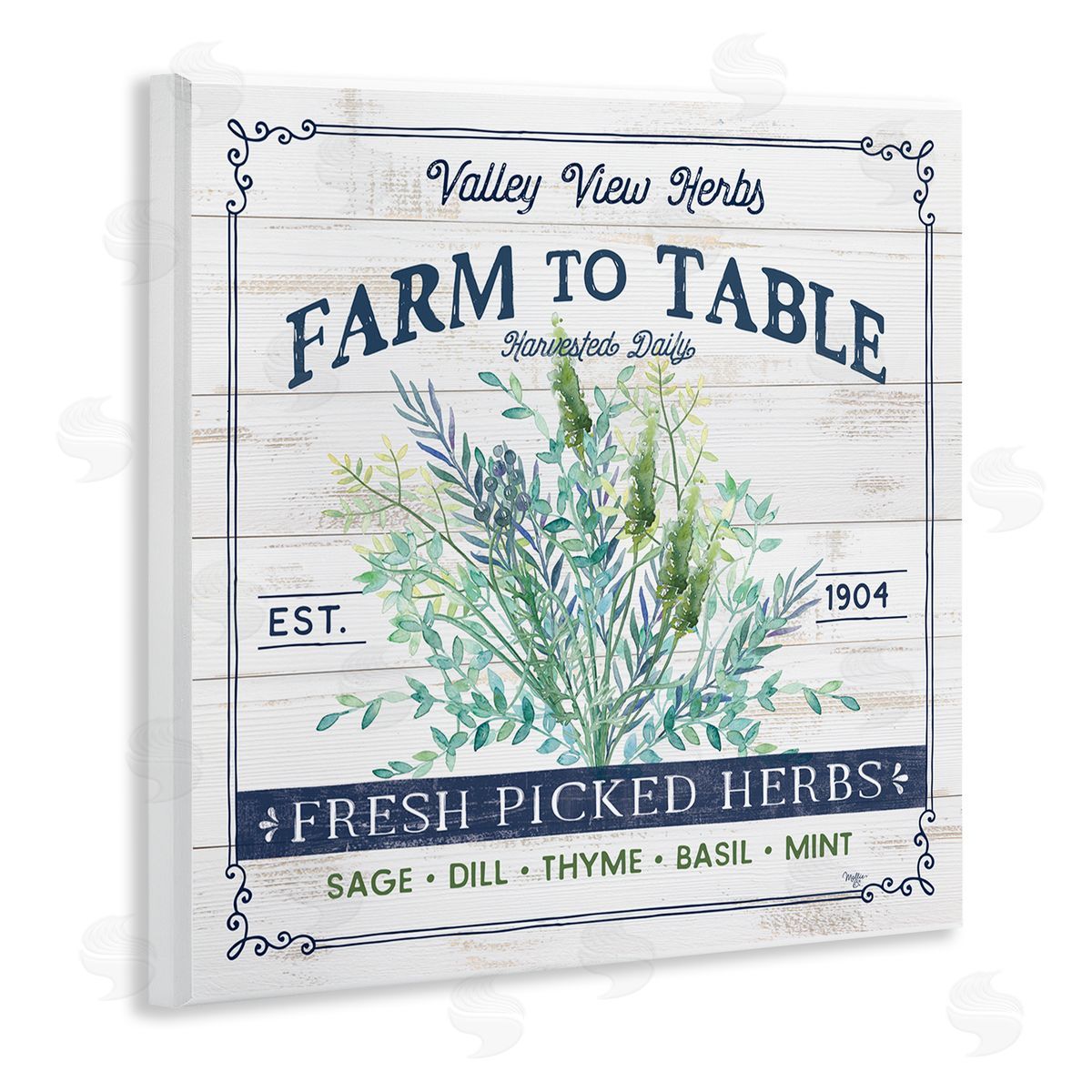 Mollie B. Fresh Picked Herbs Phrase Wooden Wall Plaque Art Print