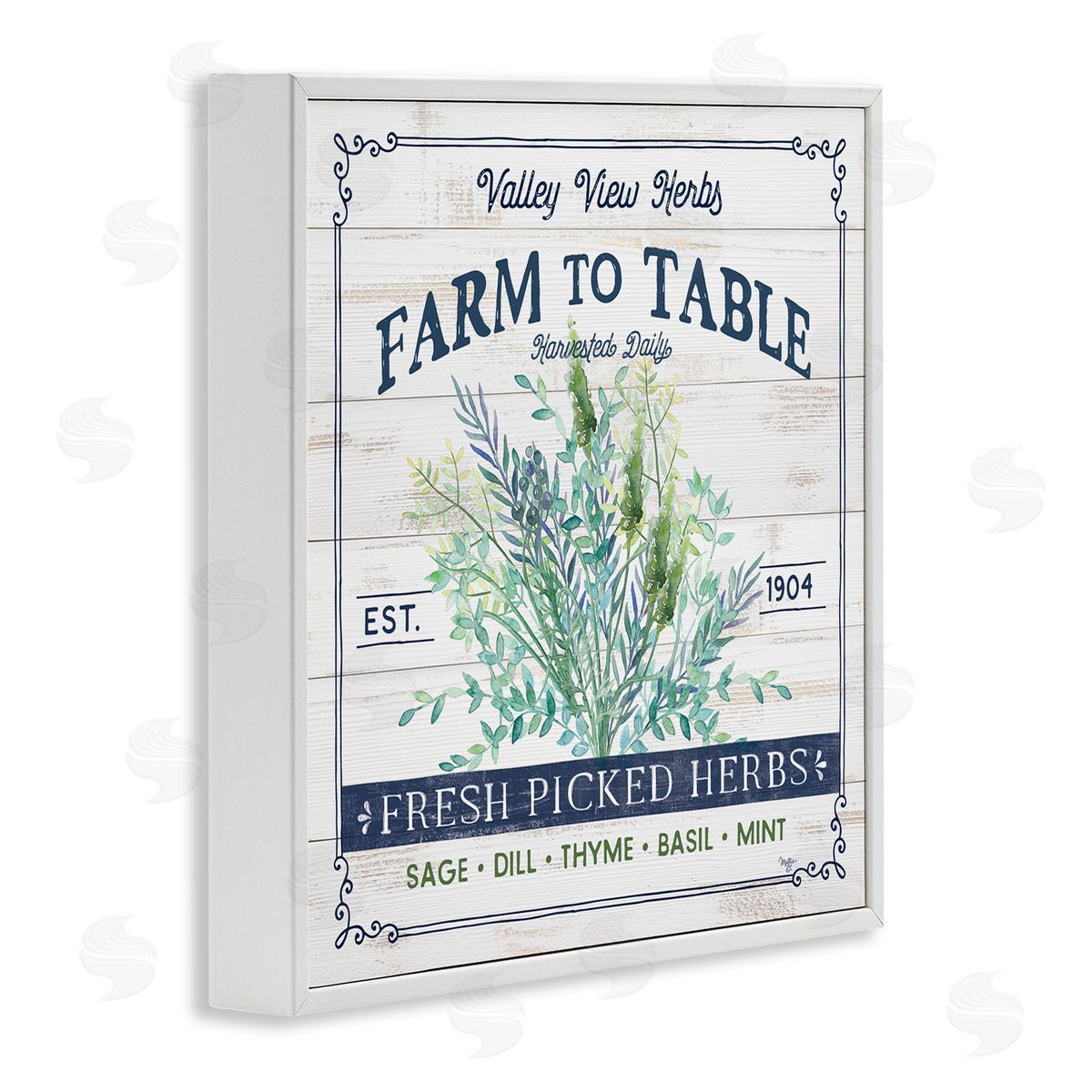 Mollie B. Fresh Picked Herbs Phrase White Framed Glicee Wall Art Print