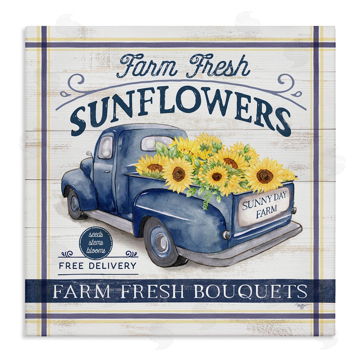 Mollie B. Farm Fresh Sunflowers Ad Stretched Canvas Wall Art Print