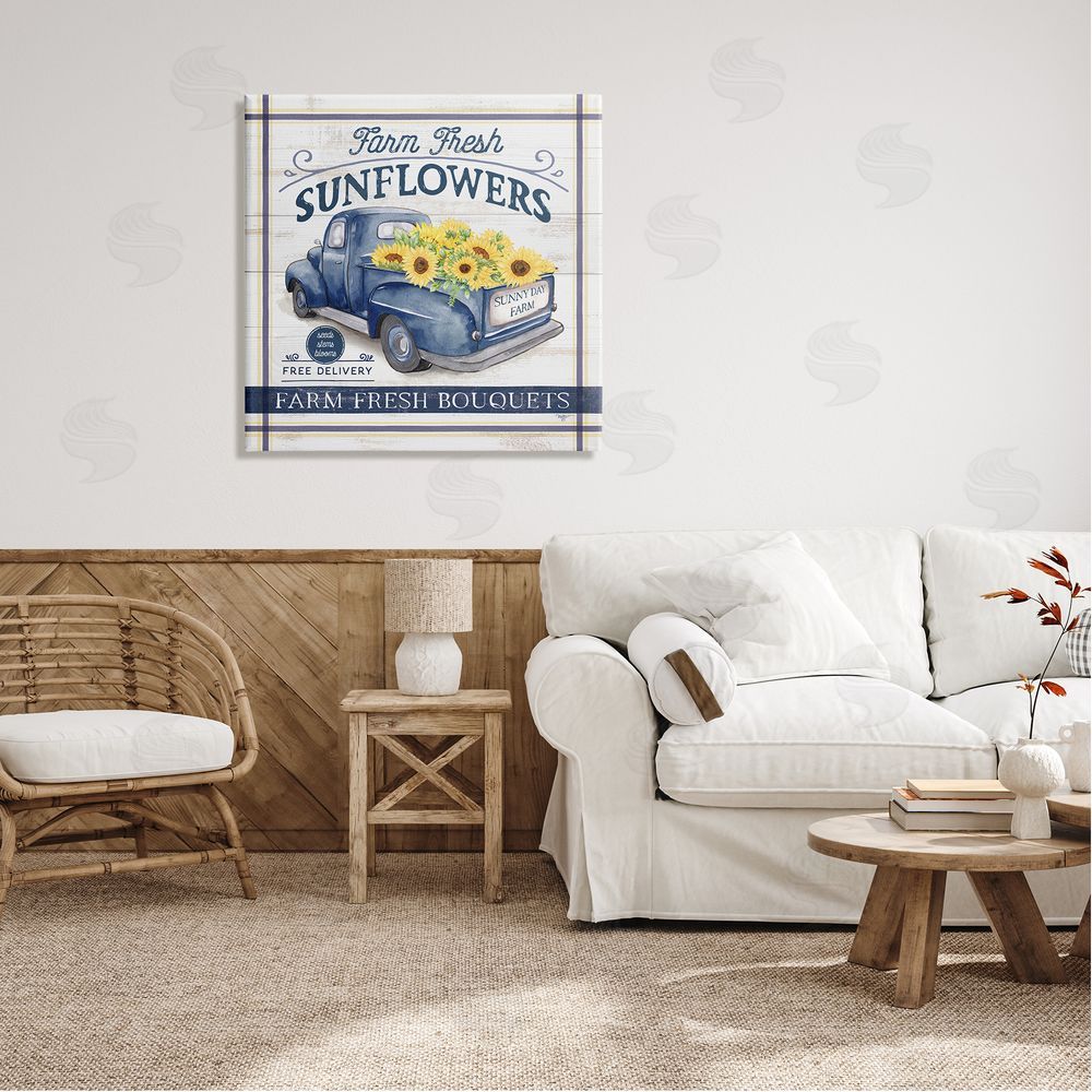 Mollie B. Farm Fresh Sunflowers Ad Canvas Wall Art in Room