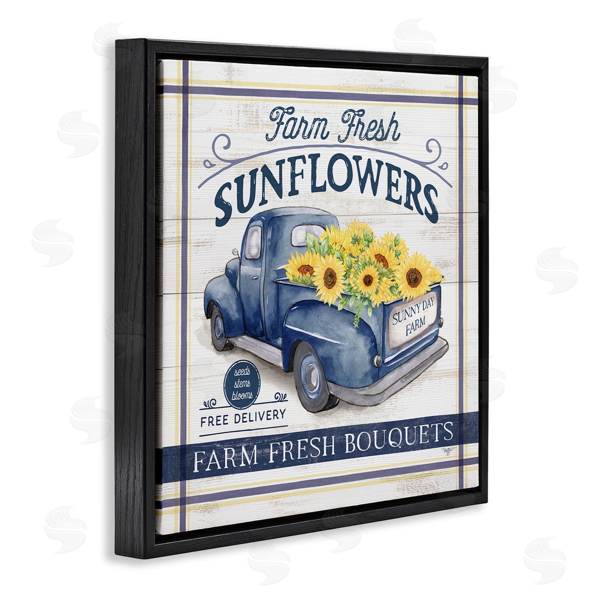 Mollie B. Farm Fresh Sunflowers Ad Black Floating Frame Canvas Wall Art Print