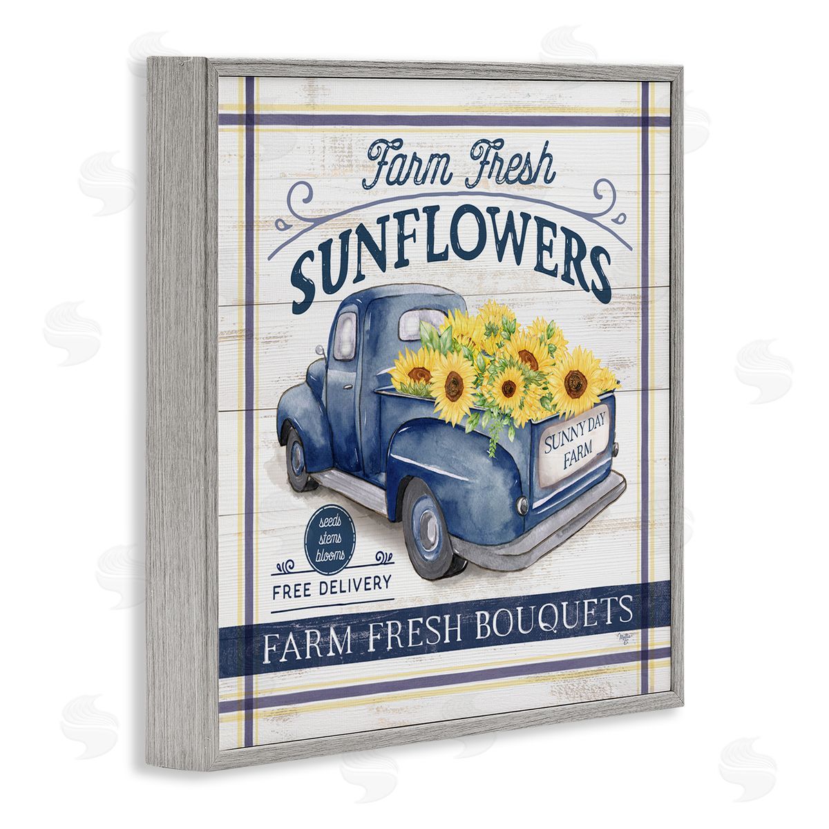 Mollie B. Farm Fresh Sunflowers Ad Gray Framed Glicee Wall Art Print