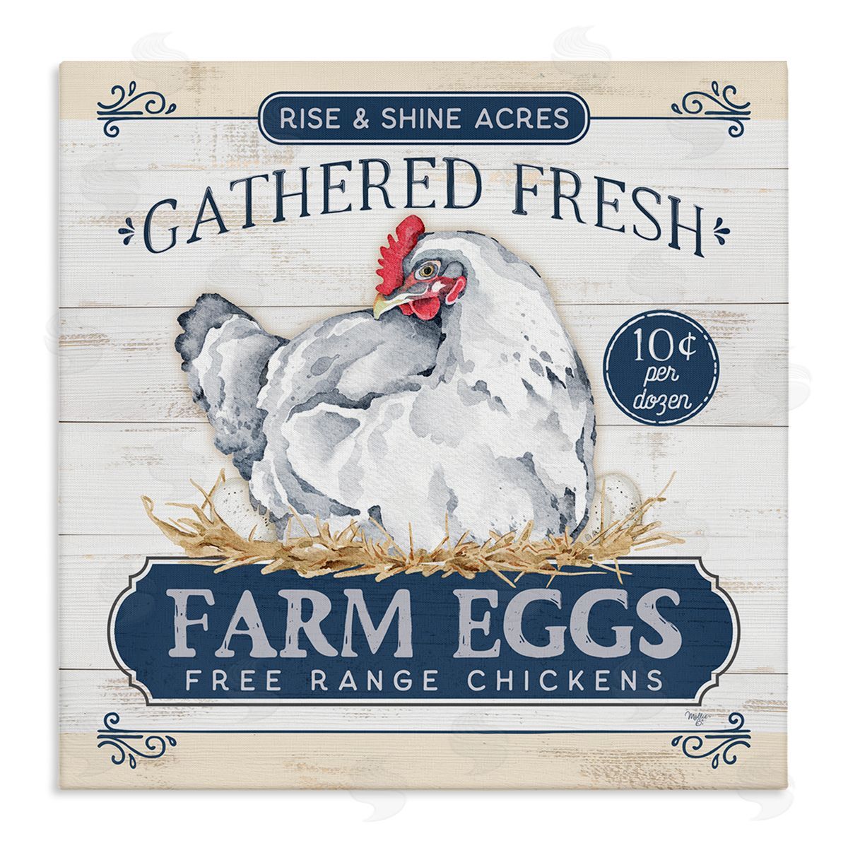 Mollie B. Fresh Farm Eggs Rustic Stretched Canvas Wall Art Print