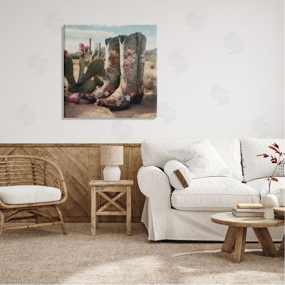 LSR Design Studio Cowgirl Boots in Desert Canvas Wall Art in Room