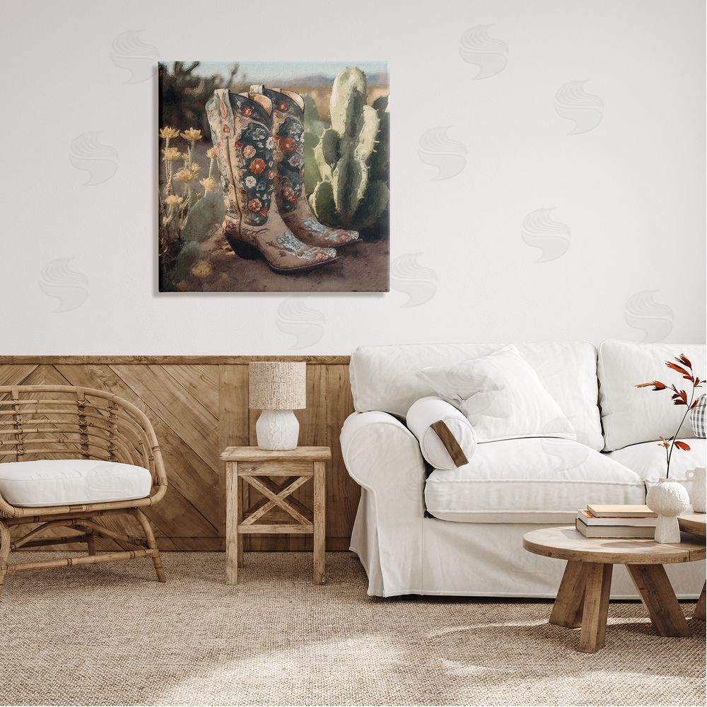 LSR Design Studio Cowgirl Boots Landscape Canvas Wall Art in Room