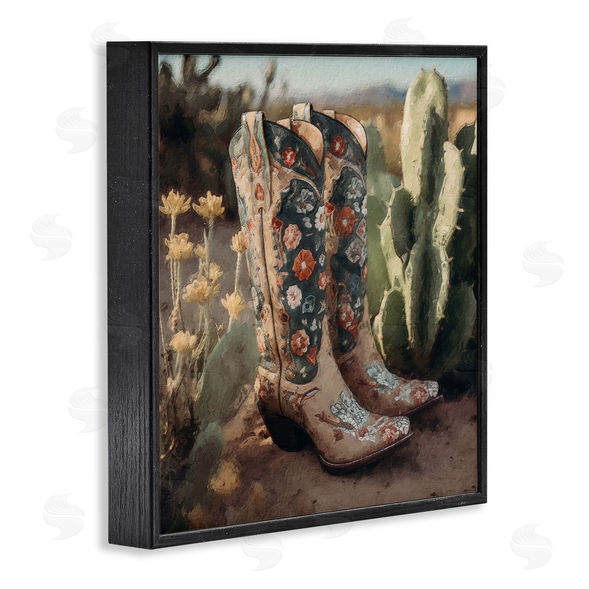 LSR Design Studio Cowgirl Boots Landscape Black Framed Glicee Wall Art Print