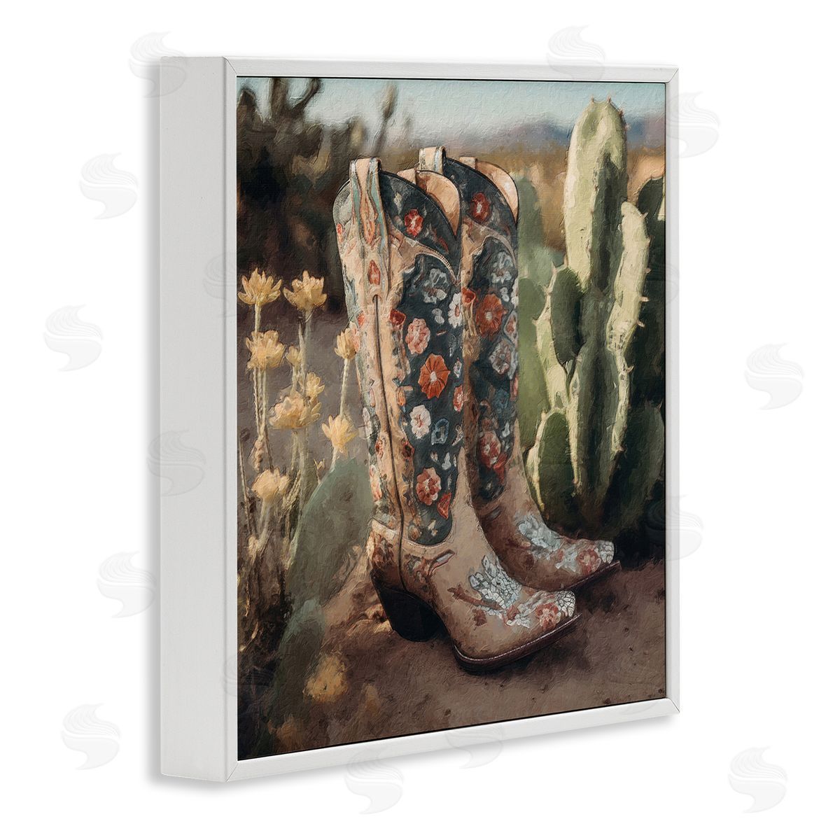 LSR Design Studio Cowgirl Boots Landscape White Framed Glicee Wall Art Print