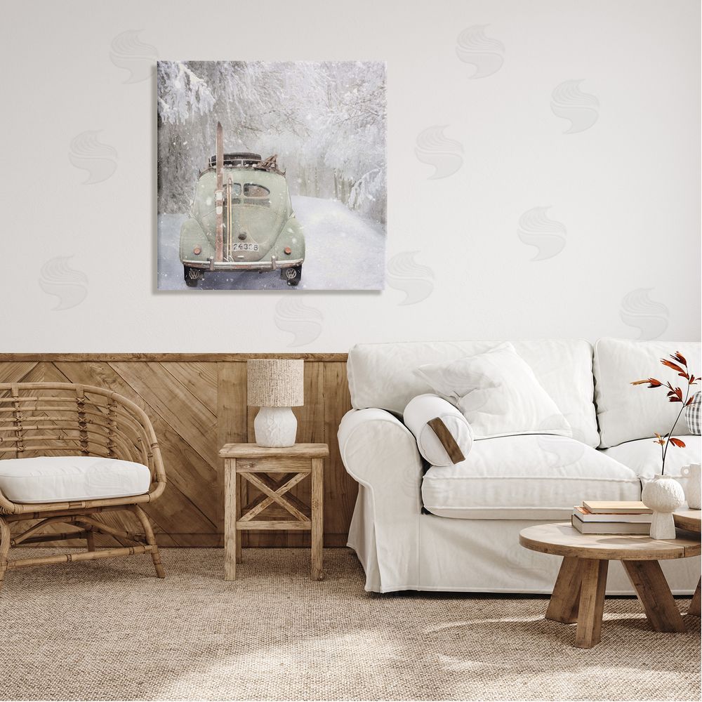 LSR Design Studio Vintage Buggy in Snow Canvas Wall Art in Room
