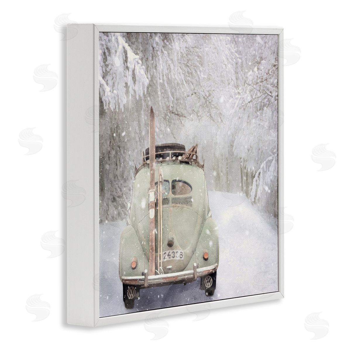 LSR Design Studio Vintage Buggy in Snow White Framed Glicee Wall Art Print