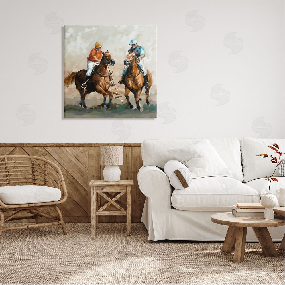 Ziwei Li Equestrian Sport Horses Canvas Wall Art in Room