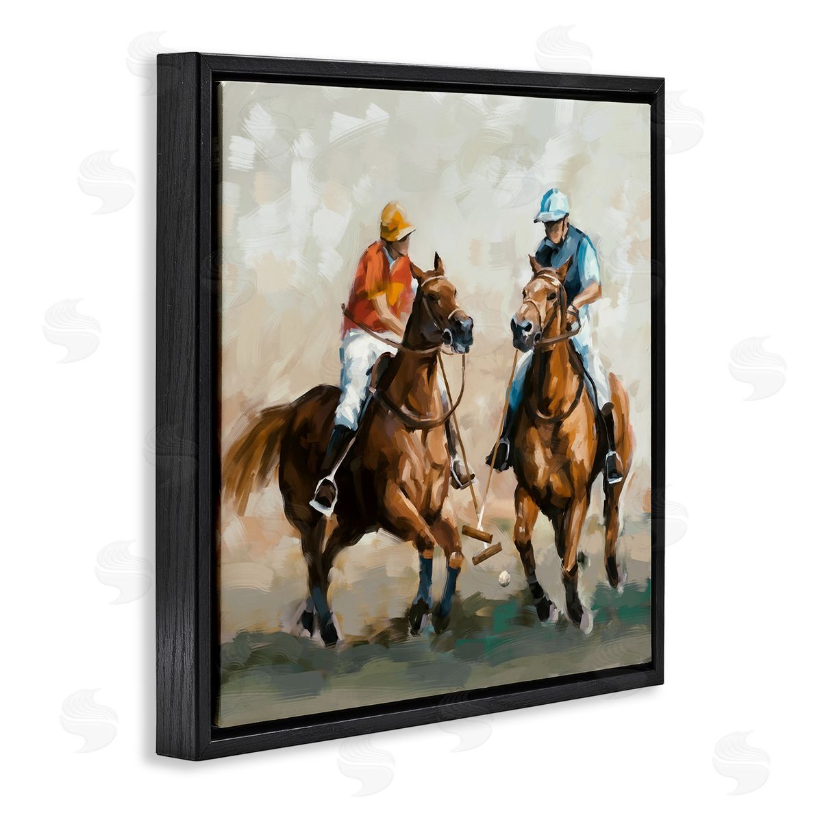 Ziwei Li Equestrian Sport Horses Black Floating Frame Canvas Wall Art Print