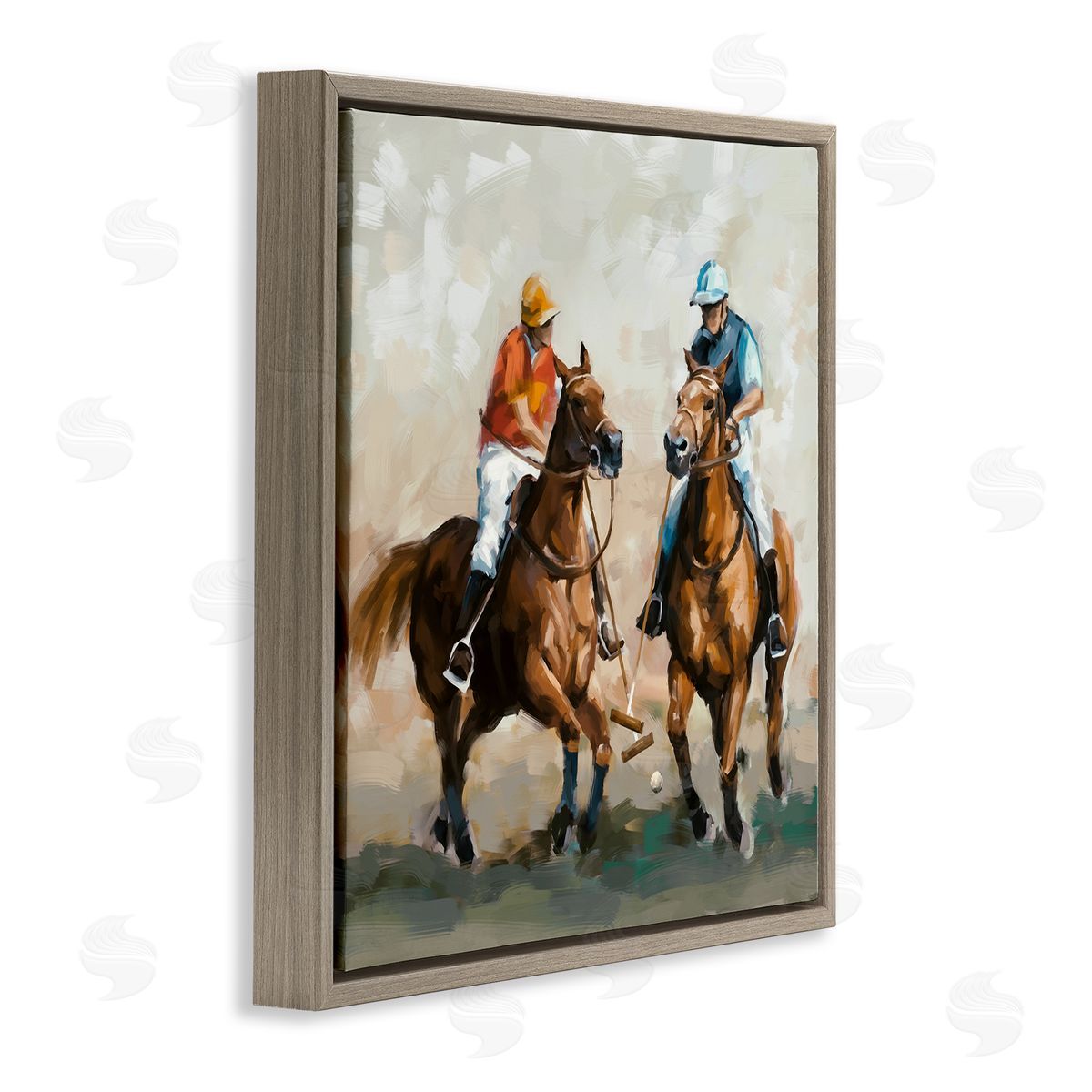 Ziwei Li Equestrian Sport Horses Brown Floating Frame Canvas Wall Art Print