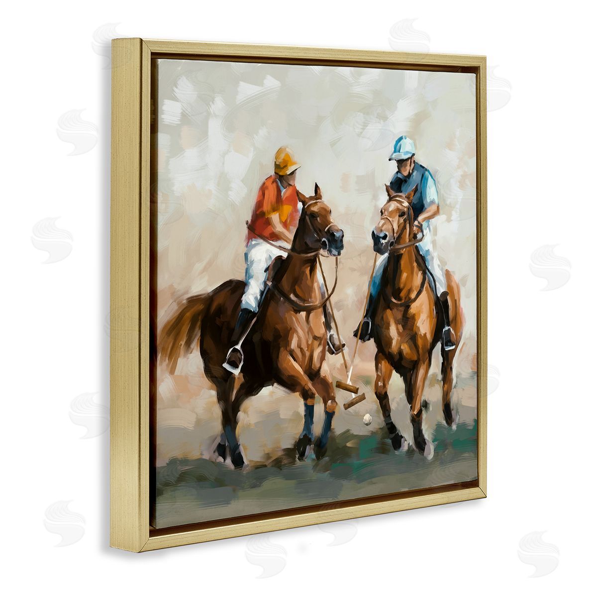 Ziwei Li Equestrian Sport Horses Gold Floating Frame Canvas Wall Art Print